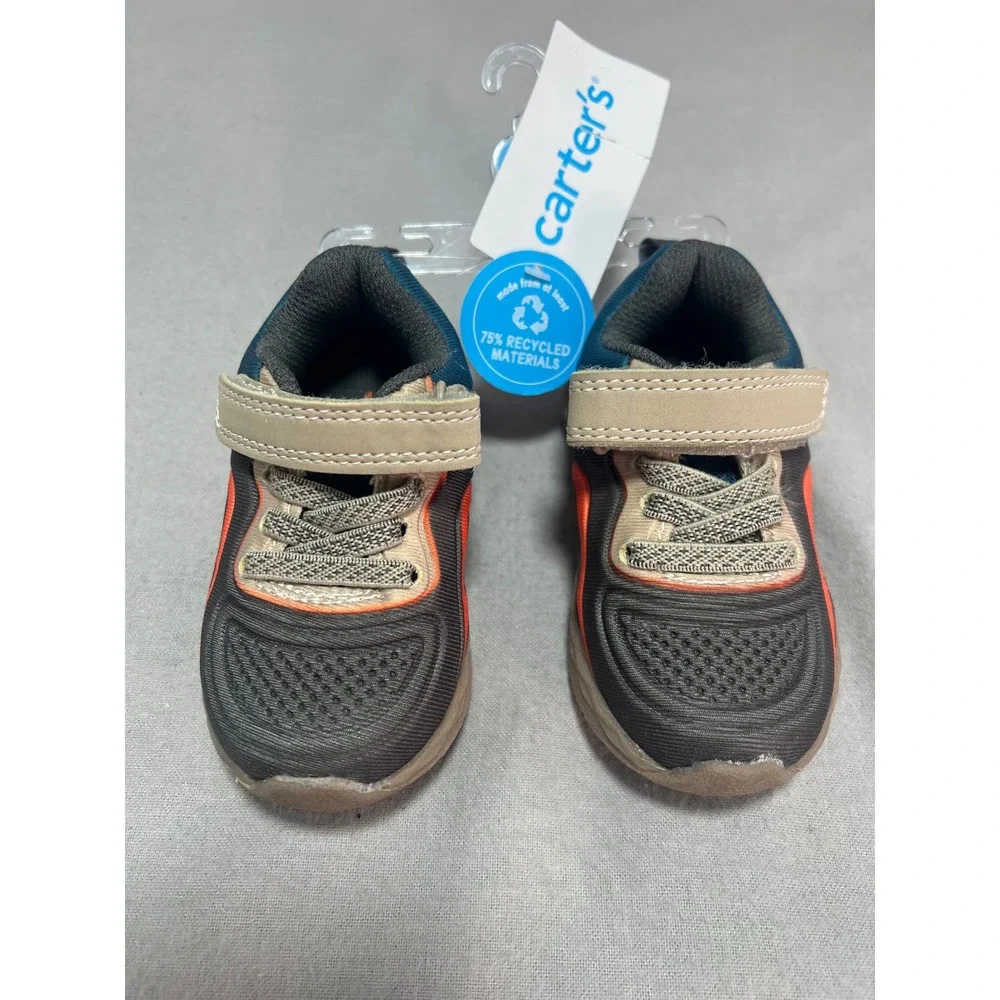 Carter's Mercury Toddler Sneakers Gray Orange Recycled Materials Athletic Size 4